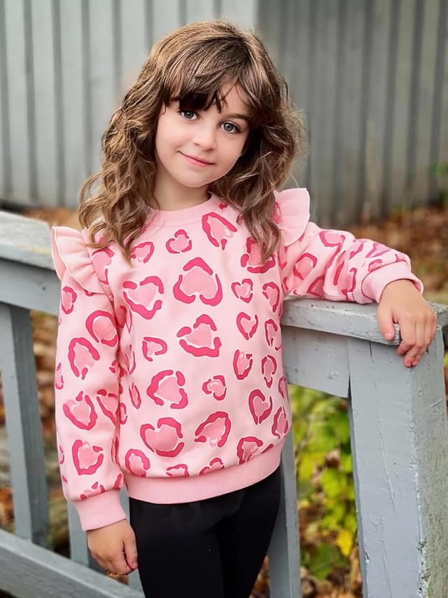 Detalle 2 de Balkorith girls heart jumper sweatshirt (crew neck) – long sleeve cotton top for ages 2–7