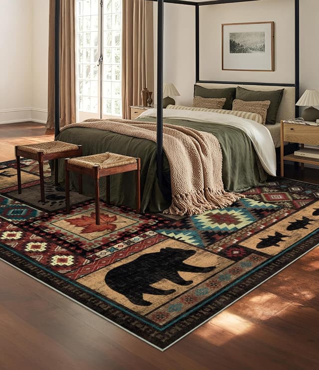 Detalle de YIHOUSE Rustic Cabin Area Rug 8x10