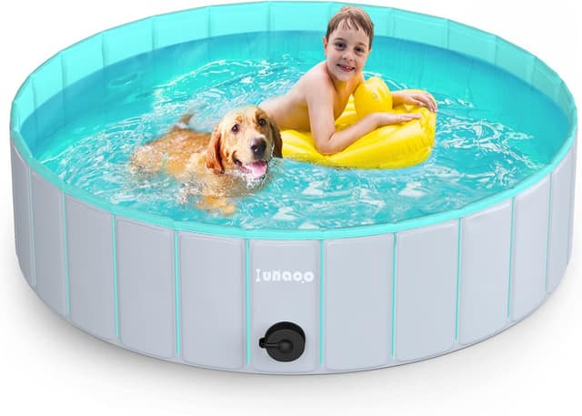 Detalle de lunaoo faltbare Hundepool für große Hunde (120 x 30 cm) – tragbares PVC Planschbecken