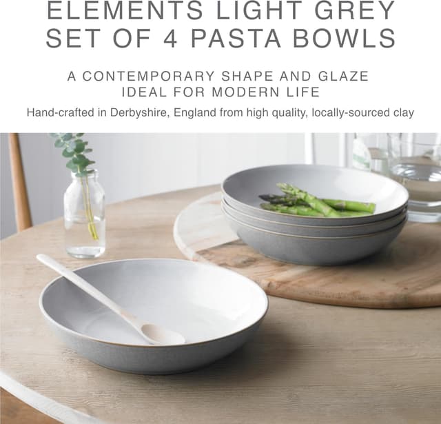 Thumbnail 1 de Denby Elements Light Grey Pasta Bowls 1050ml 🍽