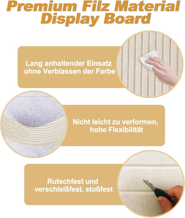 Detalle de Große Filz Pinnwand 80×40 cm – selbstklebend