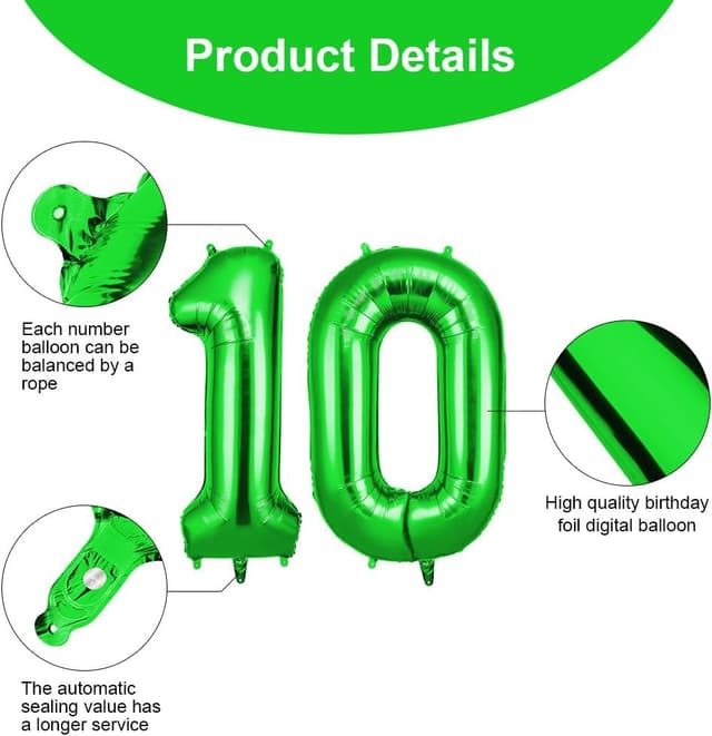 Thumbnail 2 de OFFCUP Zahlen Luftballon Grün 40 Zoll