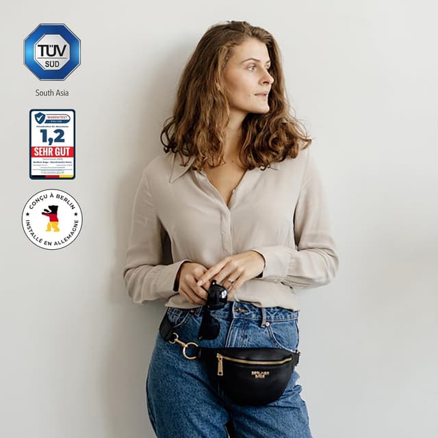 Detalle de Berliner Bags Mona : sac banane en cuir véritable avec sangle réglable