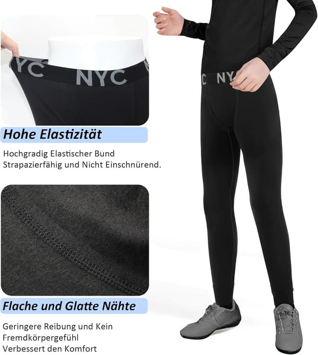 Detalle de Uizuooy lot de 2 leggings de compression enfant (garçons) pour sport : basket, running et entraînements