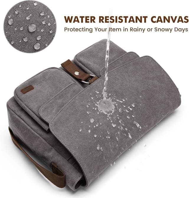 Detalle 2 de S-ZONE Borsa messenger in tela da uomo vintage per laptop fino a 15,6 pollici