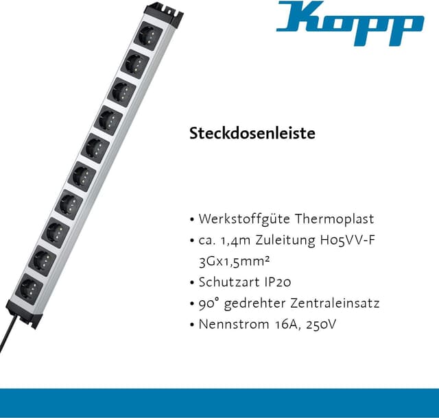 Detalle 1 de Multiprise Kopp Powerversal 227120011 10 prises