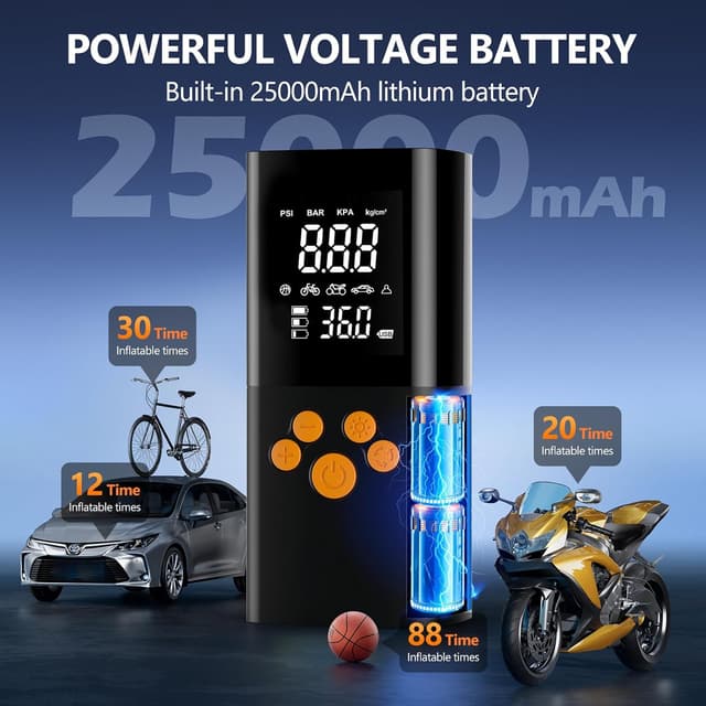 Detalle de Compresor Aire Portátil 180 PSI Inflador Eléctrico