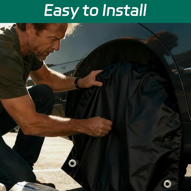 Detalle de BEASAFY 2er-Set Reifensäcke (27–29 Zoll) für Wohnwagen – wasserdichte Radabdeckung aus Oxfordstoff in Schwarz