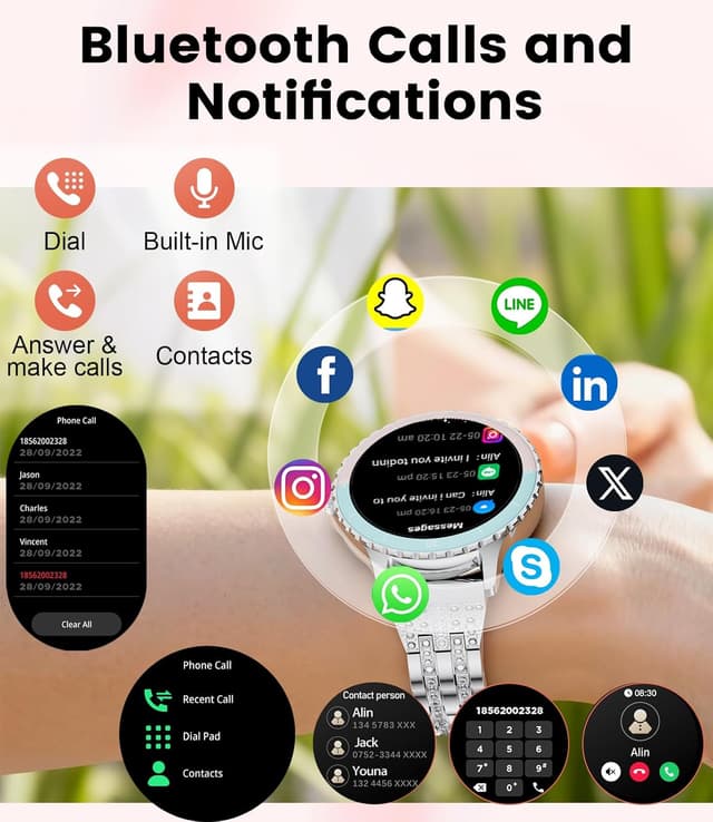 Detalle 2 de LIGE Smart Watch Women Phone Call 1.27" HD Round ❤? Wait.