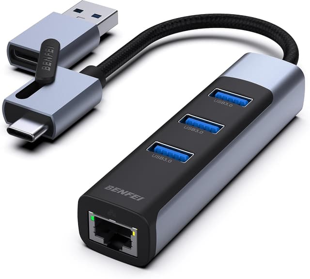 Detalle de BENFEI Adattatore USB-C 2 in 1 Ethernet 1 Gbps