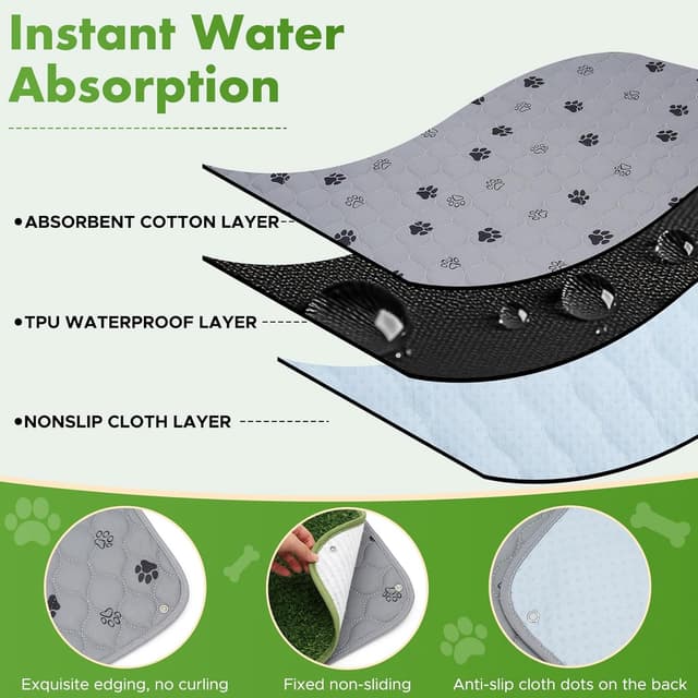 Detalle 2 de SSRIVER 90x60 cm 2-in-1 Pinkelmatte für Hunde