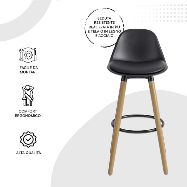 Thumbnail 5 de Baroni Home Sgabelli Set 2 92 Nero