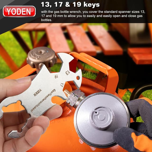Detalle de Edelstahl Gasflaschenschlüssel mit Flaschenöffner – Multi-Funktion für 13/17/19 mm