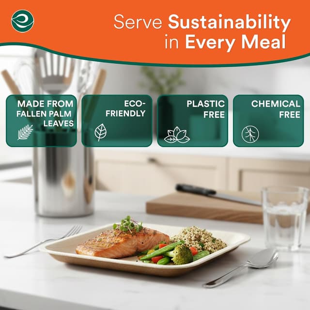 Detalle de ECO SOUL Palm Leaf Plates 25cm square