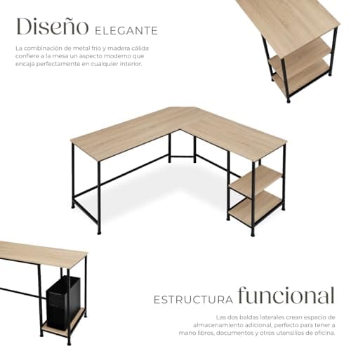 Thumbnail 3 de TecTake® Escritorio de Esquina en Madera y Acero 🖥