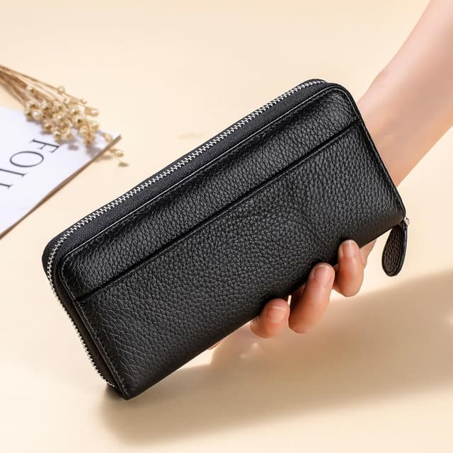 Thumbnail 6 de SCHLATUM RFID Blocking Women’s Zipper Wallet in Black – Large Capacity Real Leather Zip-Around Billfold