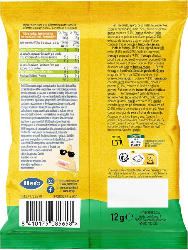 Thumbnail 1 de Hero Baby Puff Snack de Queso 12x12g 🍪