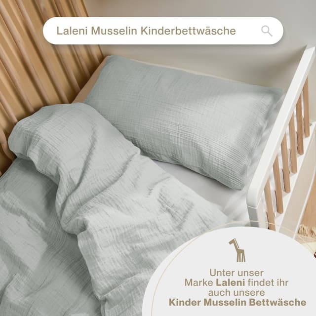 Thumbnail 6 de Blumtal Musselin Bettwäsche 155x220 cm + 80x80 cm (Oeko-TEX) aus 100% Baumwolle – waschbar bei 40 °C