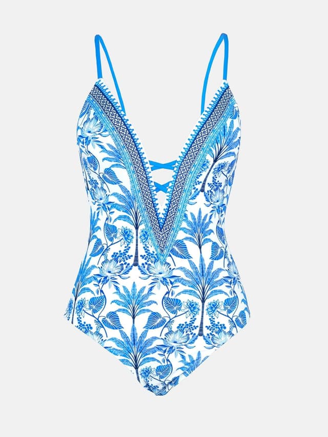 Detalle de CUPSHE Costume da bagno intero donna con scollo a V profondo e ritaglio incrociato sulla schiena