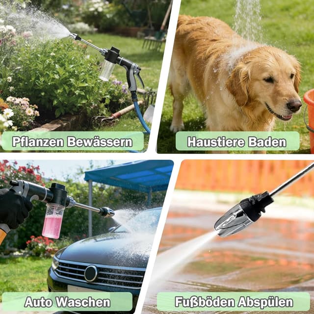 Detalle de FLYGRRIV Power Jet Hochdruckpistole für Gartenschlauch – 360° drehbare Düse mit einstellbarem Wasserdruck