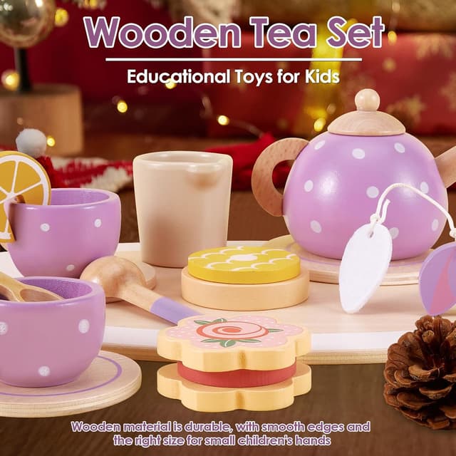 Thumbnail 3 de AOLEVA Wooden Tea Set for Toddlers 3–5