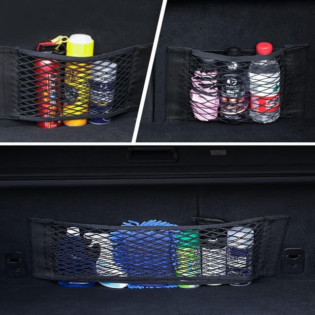 Thumbnail 4 de JCKD 2 pcs Black Adhesive Mesh Cargo Net 60 x 25cm