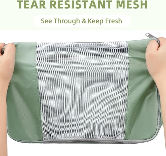 Detalle 2 de BAGAIL 8er-Set Packwürfel mit sichtbarem Mesh (Matcha-Grün) für Reise- & Handgepäck-Organisation