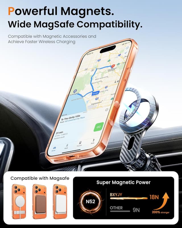 Detalle de BXYJY iPhone 17 Pro Max Magnetic Case (Clear) with Built-In Stand & MagSafe Charging Compatibility