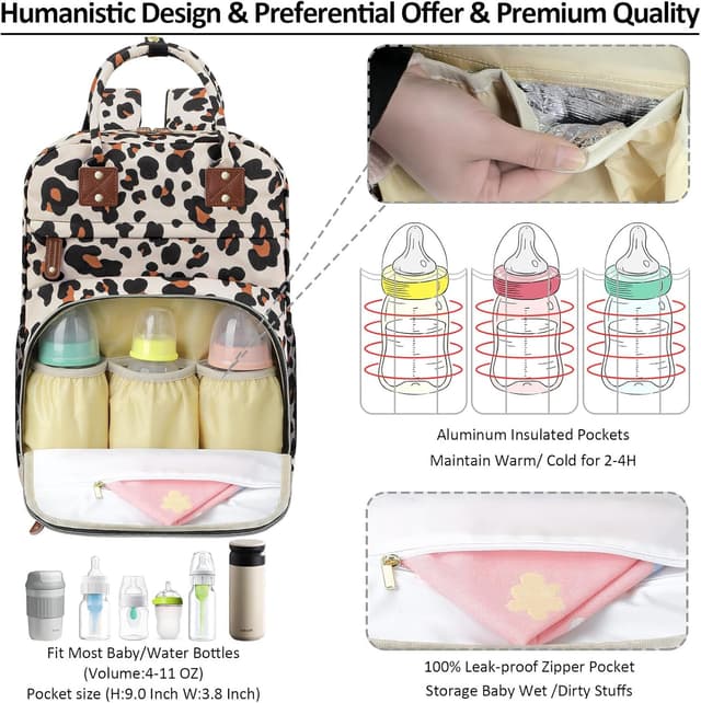 Detalle 2 de Tenot Diaper Bag Backpack Tote for Women (Large Capacity) with Insulated Pockets