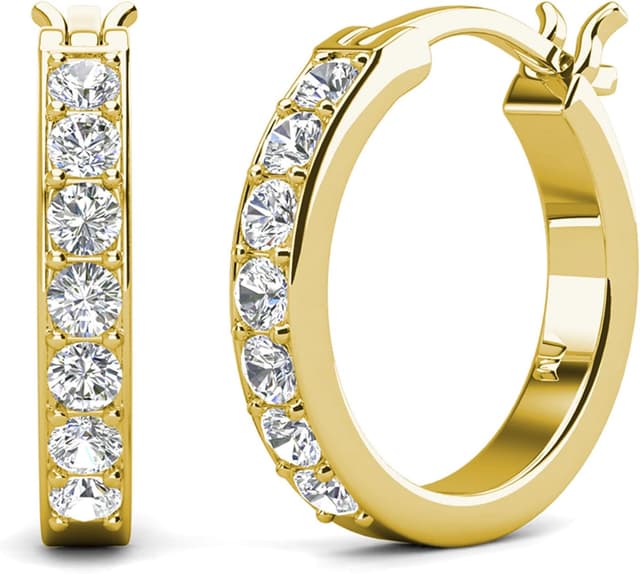 Thumbnail 6 de Hoop Loop Earrings in 18K White Gold with Sparkling Crystal & Gift Box