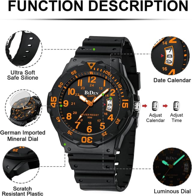 Thumbnail 6 de HANPOSH Herren Uhr Analog Quarz 42 mm