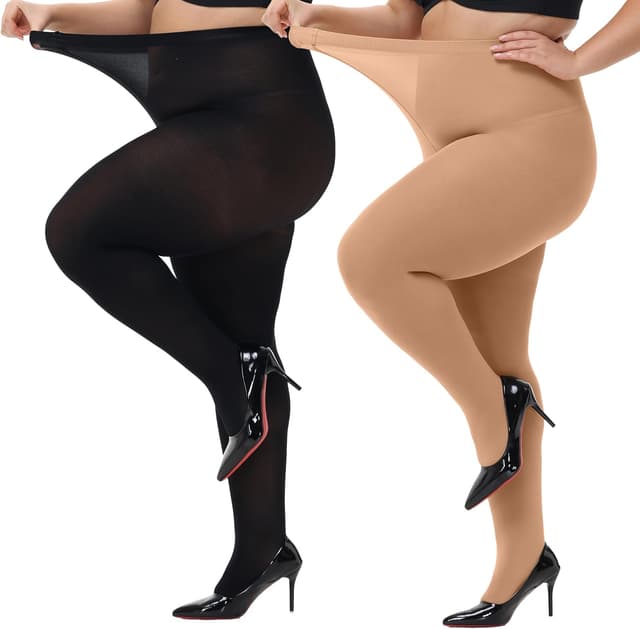 Detalle de Collants femme taille haute semi-transparents HeyUU (XL-4XL)