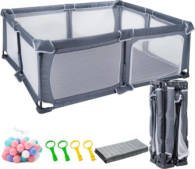 Detalle de Foldable Baby Playpen with Mat (180x150 cm) – Portable indoor & outdoor playpen for babies and toddlers