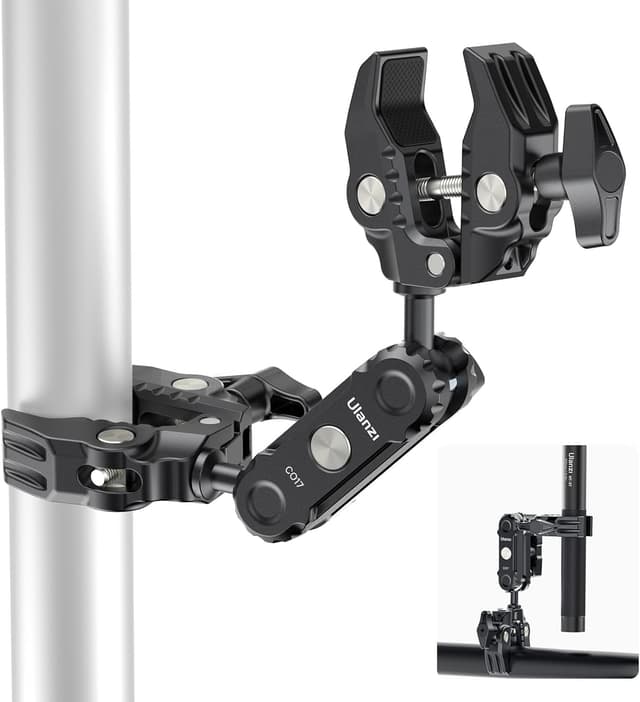 Detalle de Magic Arm mit Super Clamp (ULANZI) Dual-Kugelkopf für Action-Kamera, Licht & Zubehör – Tragfähigkeit 3,5 kg