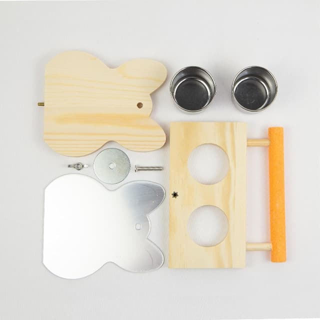 Thumbnail 6 de Vogelspiegel mit Sitzstange und 2 Fütterungstassen – Spiegel-Kauspielzeug aus Holz für Papagei & Co.