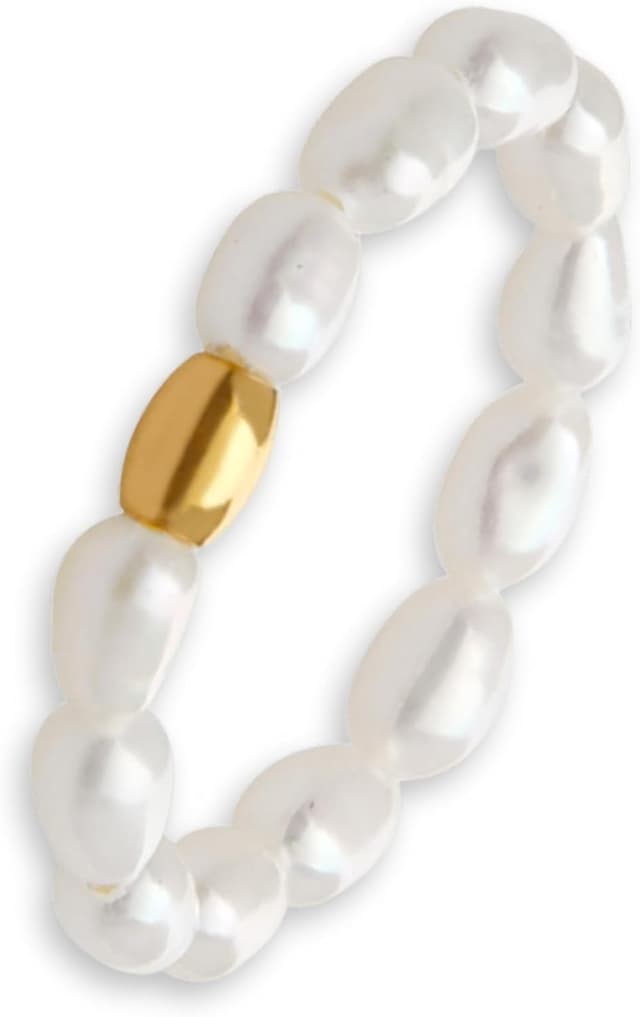 Detalle de GD GOOD.designs: anello anti-stress con perle di pietra naturale e perla centrale in argento 925