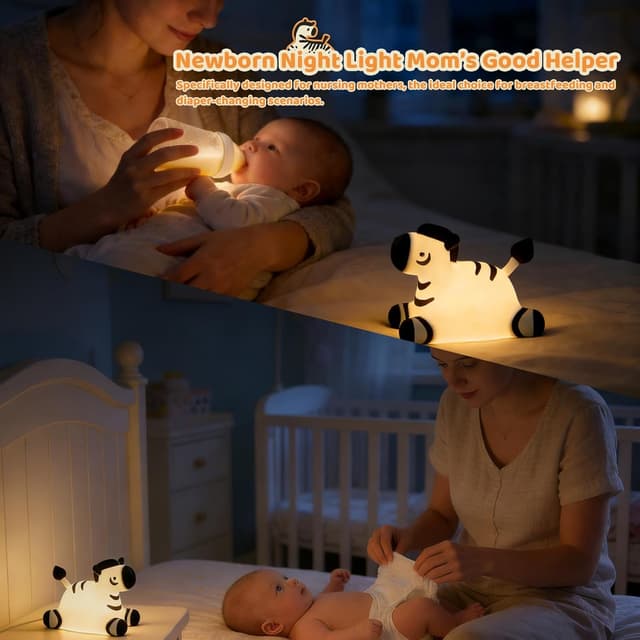 Detalle 1 de Gemmac USB-Nachtlicht aus Silikon „Kawaii“ mit Touch, dimmbar und Timer (wiederaufladbar, 7 Farben)