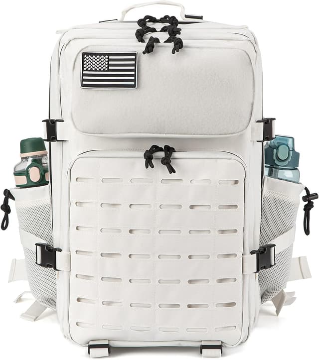 Detalle de QT&QY sac à dos tactique 25L/45L grand volume MOLLE avec compartiments et porte-bouteille