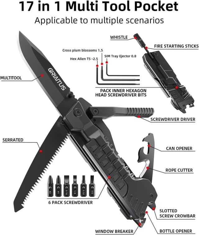 Detalle 2 de GIRIAITUS Navaja multiusos 17 en 1 🛠