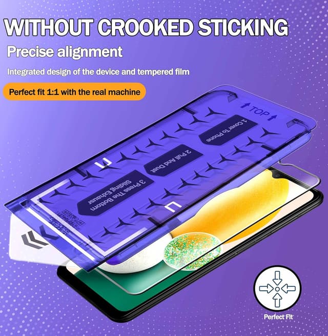 Detalle 2 de RKINC 3er Set Panzerglas Schutzfolie für Samsung Galaxy A13 5G / A13 4G / A04s (0,33 mm) mit Applikator