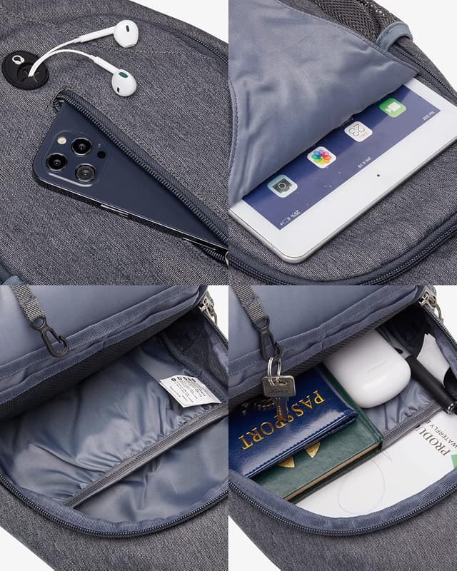 Detalle de WATERFLY Sling Rucksack Sling Bag – verstellbare Umhängetasche für Alltag & Wandern