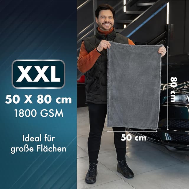 Thumbnail 2 de ZENAKIO Auto Trockentuch XXL 50x80 cm (1800 GSM) – fusselfreies Mikrofasertuch zum Autotrocknen & Motorradpflege