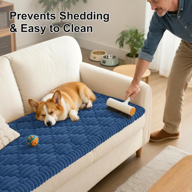 Detalle de Smiry Pet Couch Covers for Dogs (Washable, Non-Slip, Navy 27.6" x 88")