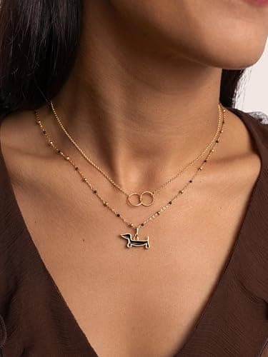 Thumbnail 3 de SINGULARU - Collar Dots L Black Enamel. Acero con Acabado Baño de Oro de 18Kt. Cadena de Largo Ajustable 40 cm. Joyas para Mujer