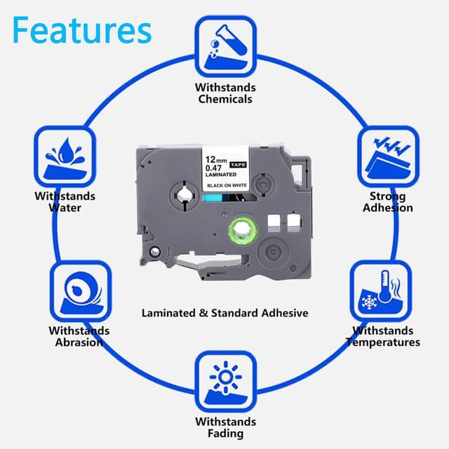 Thumbnail 5 de TZE-231 Compatible Label Tape 12mm 6-Pack