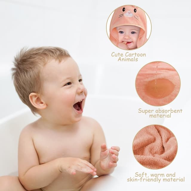 Thumbnail 4 de Aolso Cape de Bain Bébé à Capuche 3pcs 80x80