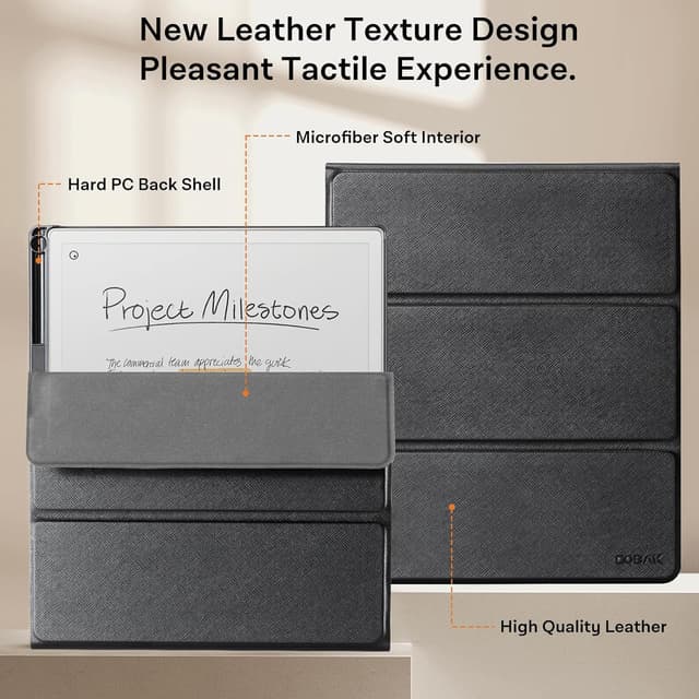 Detalle 2 de CoBak case for Remarkable Paper Pro with pen holder, nib storage and 30° stand (black)