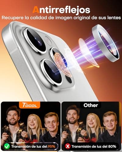 Thumbnail 5 de TOCOL Protections d'Objectif pour iPhone 16 Pro Max, verre HD, anti-buée