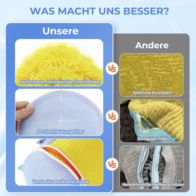 Detalle 2 de Teletrogy 2er-Pack Schuhwaschbeutel für Waschmaschine (3D-Netz, versteckter Reißverschluss) bis EU 46