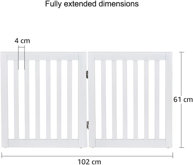 Detalle de unipaws 61 cm Free Standing Pet Gate (White) – foldable wooden barrier for dogs and cats